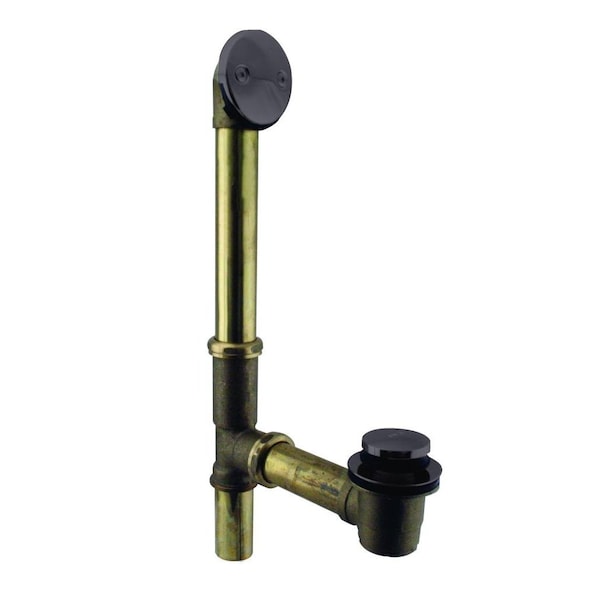 Westbrass Tip Toe Bath Waste, 14" Make-Up, 17 Ga. Tubing in Powdercoated Flat Black D325-62 (79317-62) - main